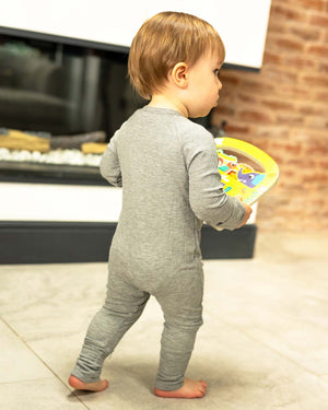 BABYGO® Grey Ribbed Zip Sleepsuit