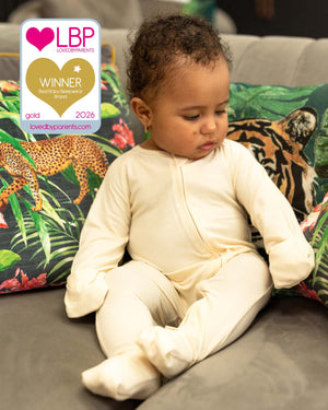 BABYGO® Ivory Ribbed Zip Sleepsuit