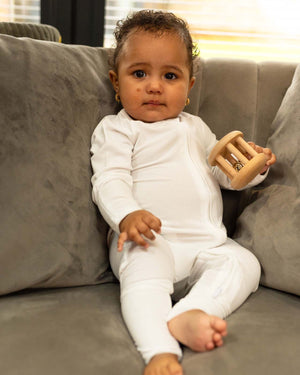 BABYGO® White Ribbed Zip Sleepsuit