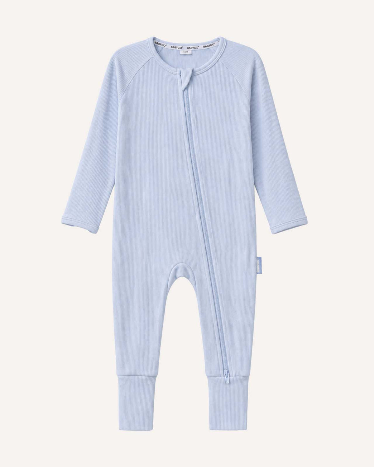 BABYGO® Slate Blue Ribbed Zip Sleepsuit