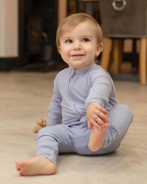 BABYGO® Slate Blue Ribbed Zip Sleepsuit