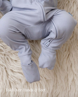 BABYGO® Slate Blue Ribbed Zip Sleepsuit