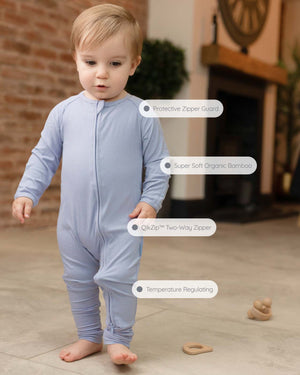 BABYGO® Slate Blue Ribbed Zip Sleepsuit