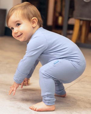 BABYGO® Slate Blue Ribbed Zip Sleepsuit