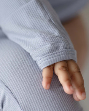BABYGO® Slate Blue Ribbed Zip Sleepsuit