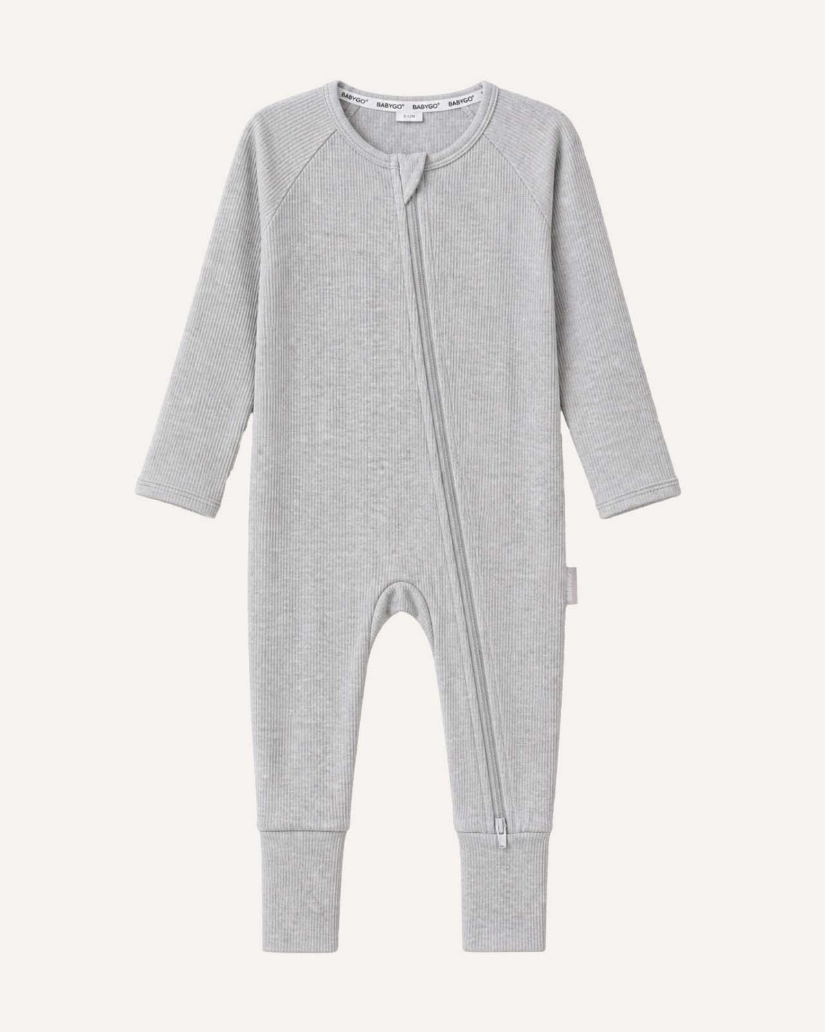 BABYGO® Grey Ribbed Zip Sleepsuit