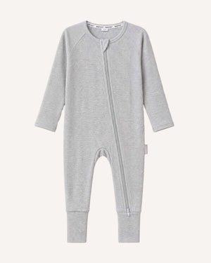 BABYGO® Grey Ribbed Zip Sleepsuit
