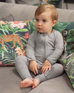 BABYGO® Grey Ribbed Zip Sleepsuit