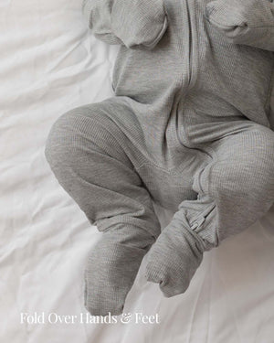 BABYGO® Grey Ribbed Zip Sleepsuit