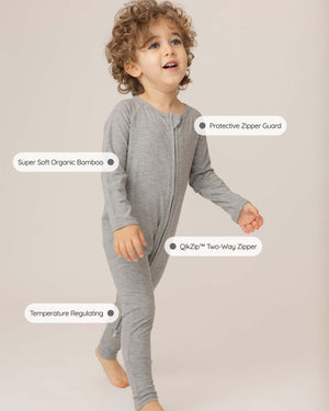 BABYGO® Grey Ribbed Zip Sleepsuit