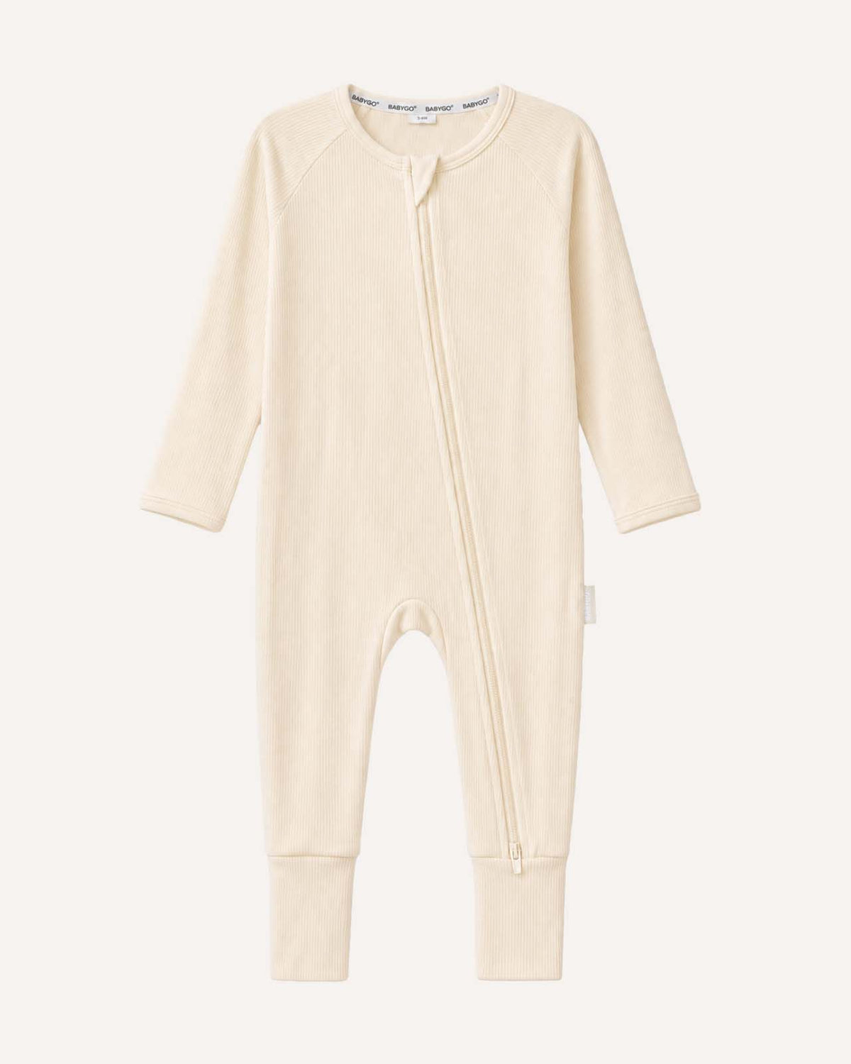 BABYGO® Ivory Ribbed Zip Sleepsuit