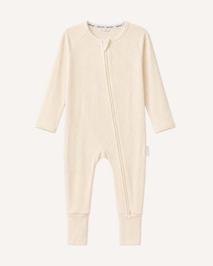 BABYGO® Ivory Ribbed Zip Sleepsuit