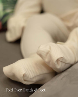 BABYGO® Ivory Ribbed Zip Sleepsuit