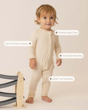 BABYGO® Ivory Ribbed Zip Sleepsuit