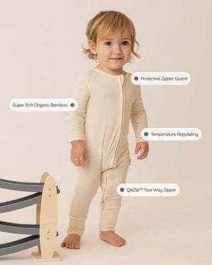 BABYGO® Ivory Ribbed Zip Sleepsuit