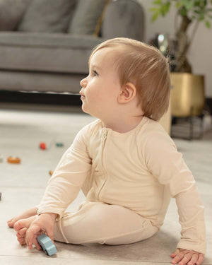 BABYGO® Ivory Ribbed Zip Sleepsuit