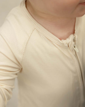 BABYGO® Ivory Ribbed Zip Sleepsuit