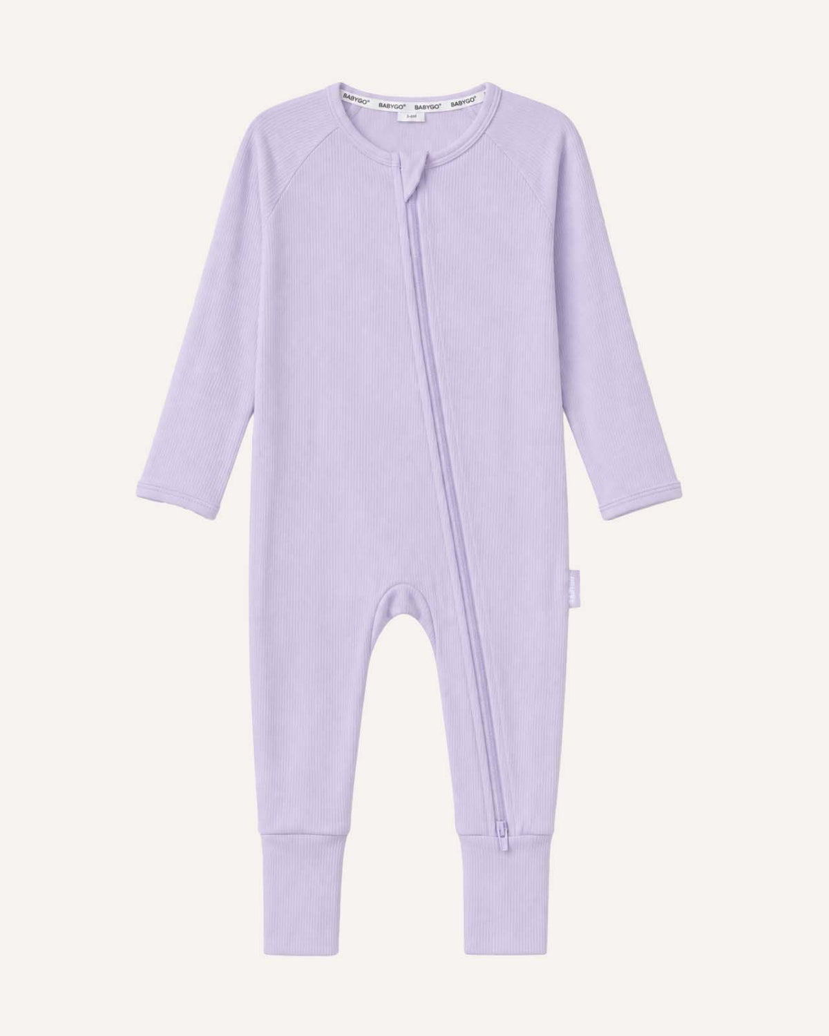 BABYGO® Lilac Ribbed Zip Sleepsuit