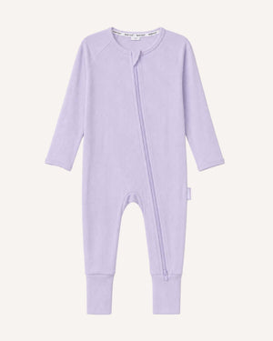 BABYGO® Lilac Ribbed Zip Sleepsuit