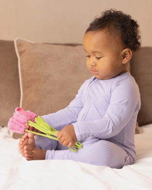 BABYGO® Lilac Ribbed Zip Sleepsuit