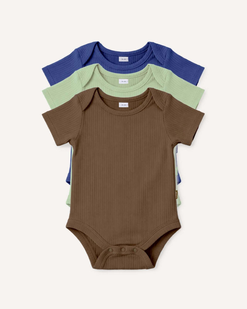 BABYGO® Short Sleeve Baby Bodysuit | 3 Pack