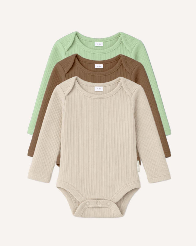 BABYGO® Long Sleeve Baby Bodysuit | 3 Pack