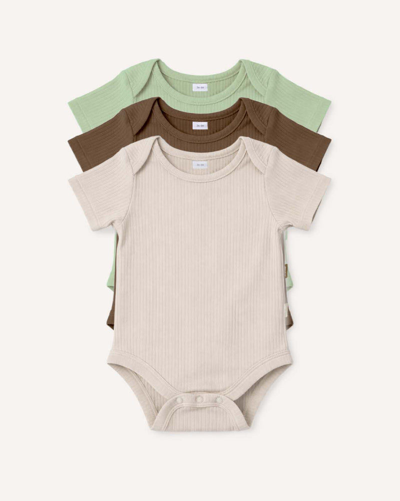BABYGO® Short Sleeve Baby Bodysuit | 3 Pack
