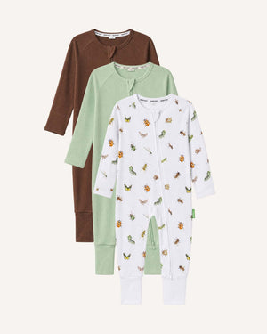 BABYGO® Zip Sleepsuit | 3 Pack