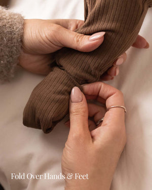 BABYGO® Mocha Ribbed Zip Sleepsuit