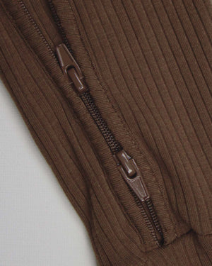 BABYGO® Mocha Ribbed Zip Sleepsuit