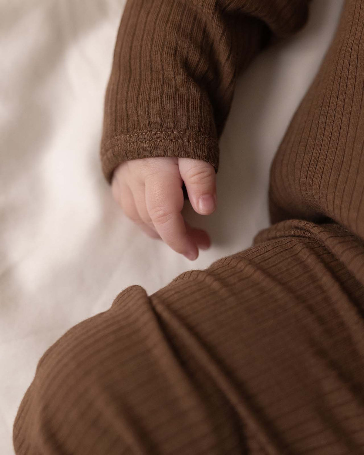 BABYGO® Mocha Ribbed Zip Sleepsuit