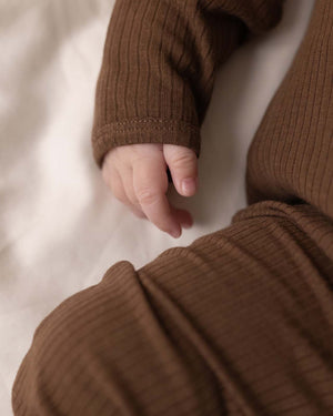BABYGO® Mocha Ribbed Zip Sleepsuit
