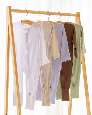 BABYGO® Mocha Ribbed Zip Sleepsuit