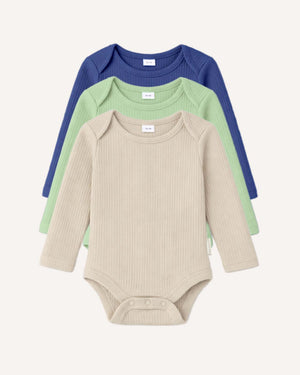BABYGO® Long Sleeve Baby Bodysuit | 3 Pack