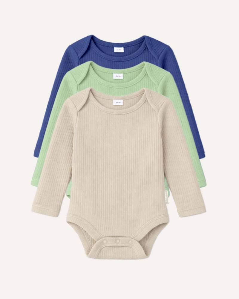 BABYGO® Long Sleeve Baby Bodysuit | 3 Pack
