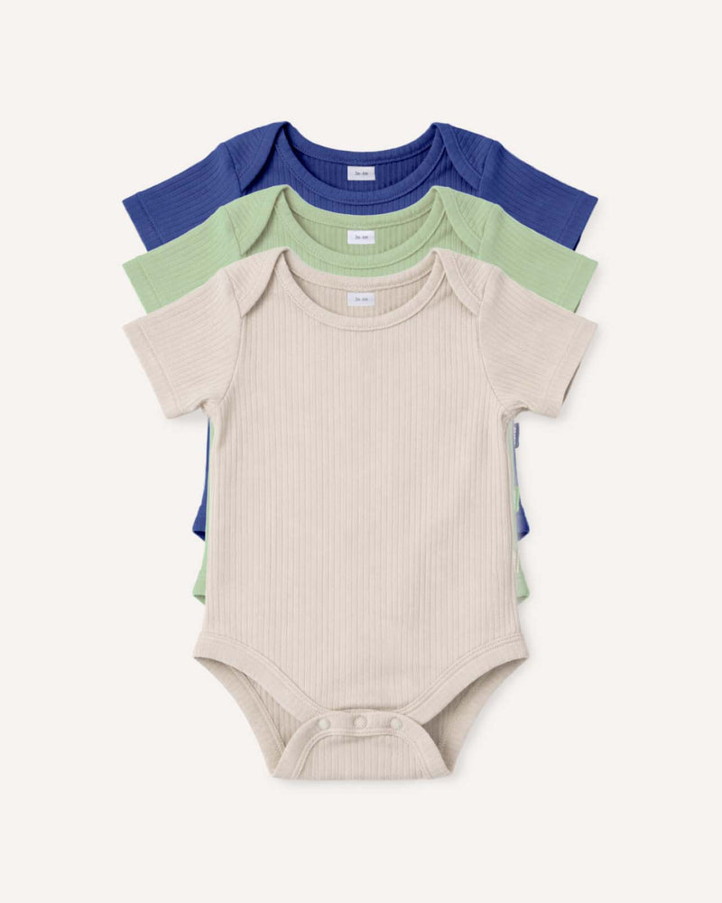 BABYGO® Short Sleeve Baby Bodysuit | 3 Pack