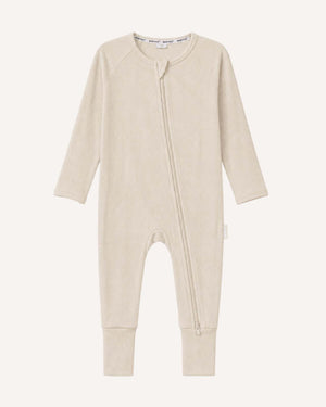 BABYGO® Oatmeal Ribbed Zip Sleepsuit