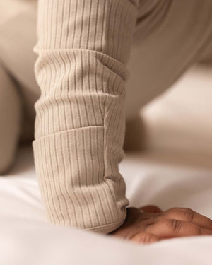 BABYGO® Oatmeal Ribbed Zip Sleepsuit