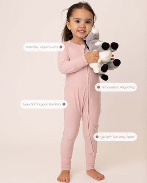 BABYGO® Dusty Pink Ribbed Zip Sleepsuit