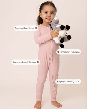 BABYGO® Dusty Pink Ribbed Zip Sleepsuit