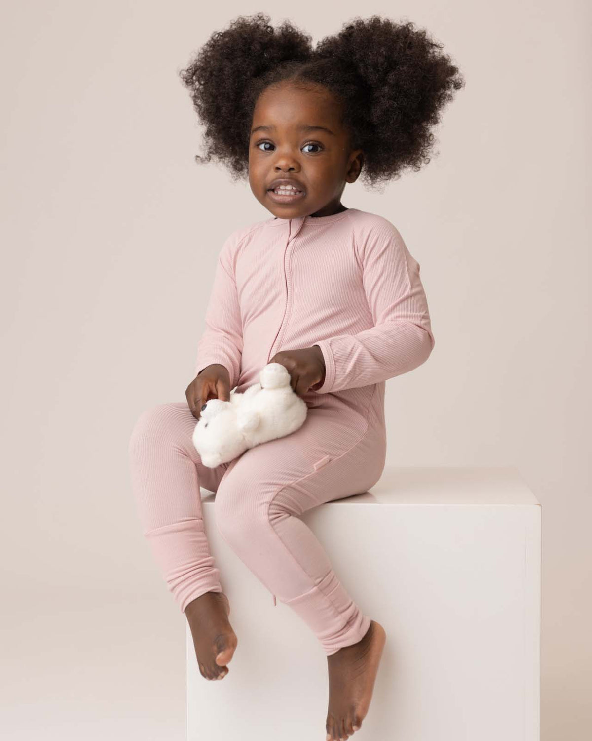BABYGO® Dusty Pink Ribbed Zip Sleepsuit
