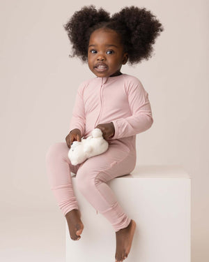 BABYGO® Dusty Pink Ribbed Zip Sleepsuit