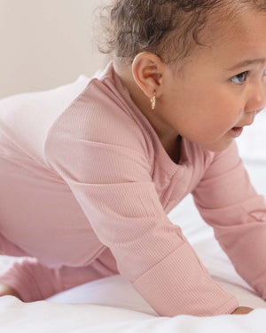 BABYGO® Dusty Pink Ribbed Zip Sleepsuit