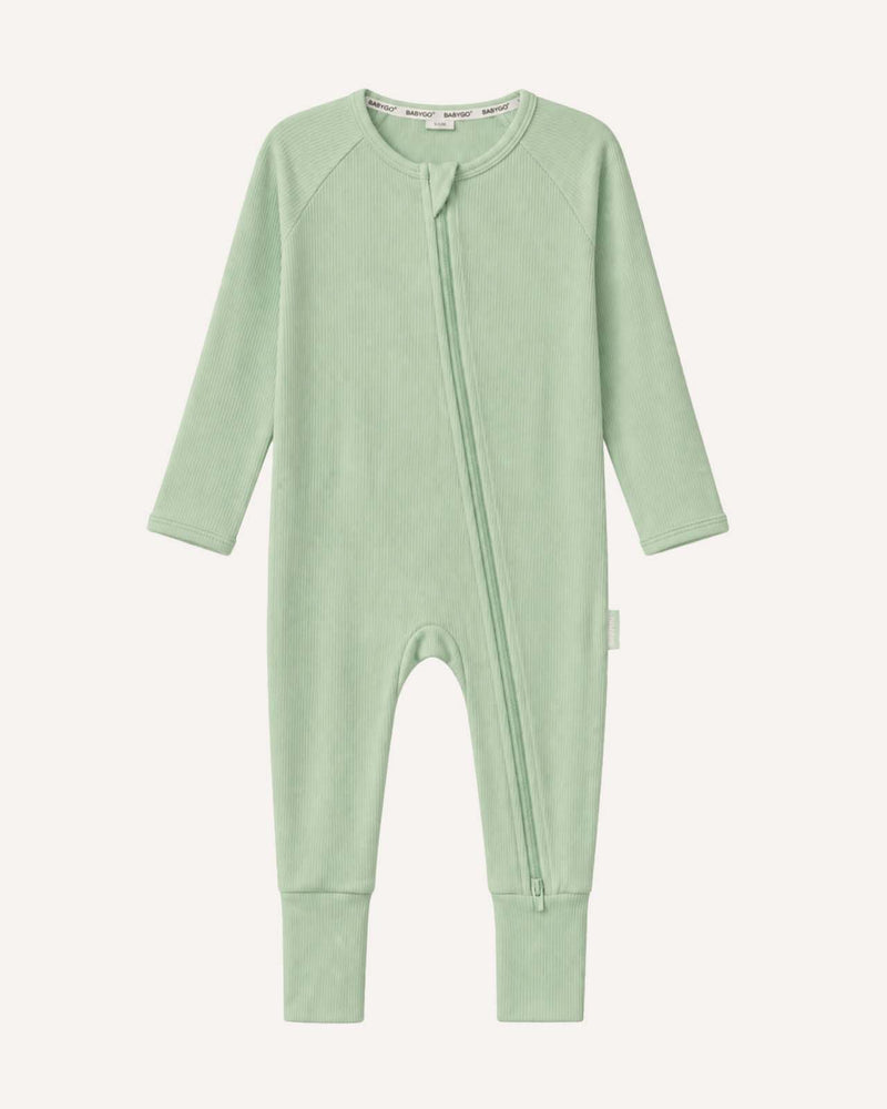 BABYGO® Sage Ribbed Zip Sleepsuit