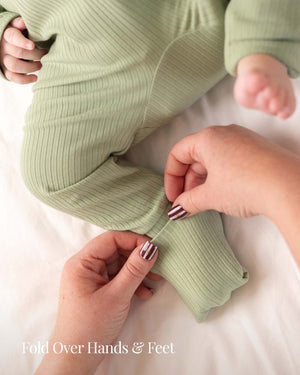 BABYGO® Sage Ribbed Zip Sleepsuit