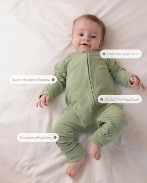 BABYGO® Sage Ribbed Zip Sleepsuit