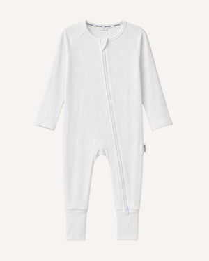 BABYGO® White Ribbed Zip Sleepsuit