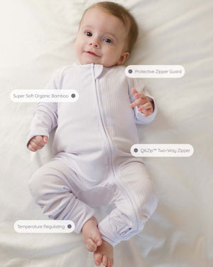 BABYGO® White Ribbed Zip Sleepsuit