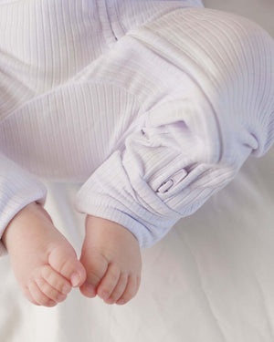 BABYGO® White Ribbed Zip Sleepsuit