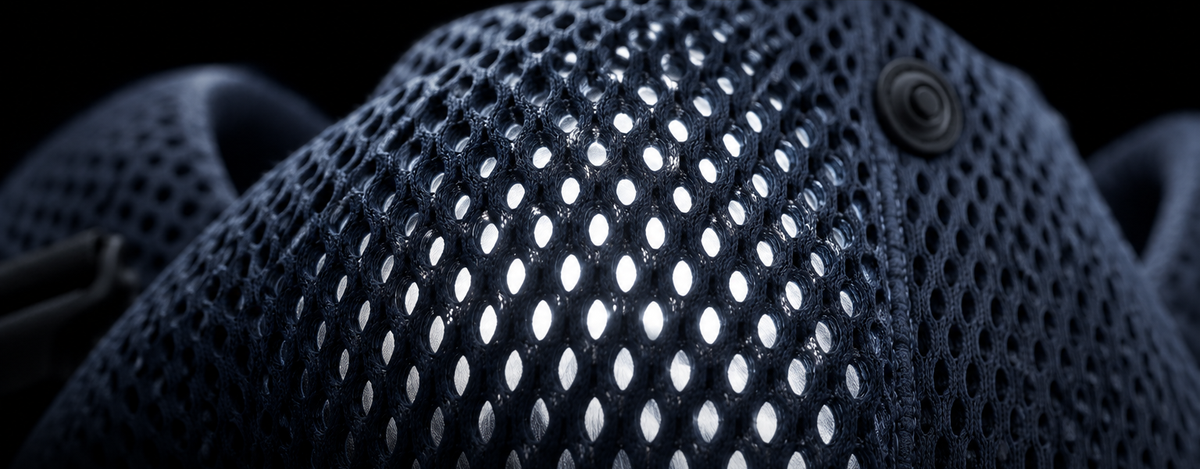 Backlit close-up of the open AirMesh fabric